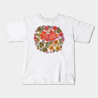 Bird rooster art in Russian folk art style Kids T-Shirt